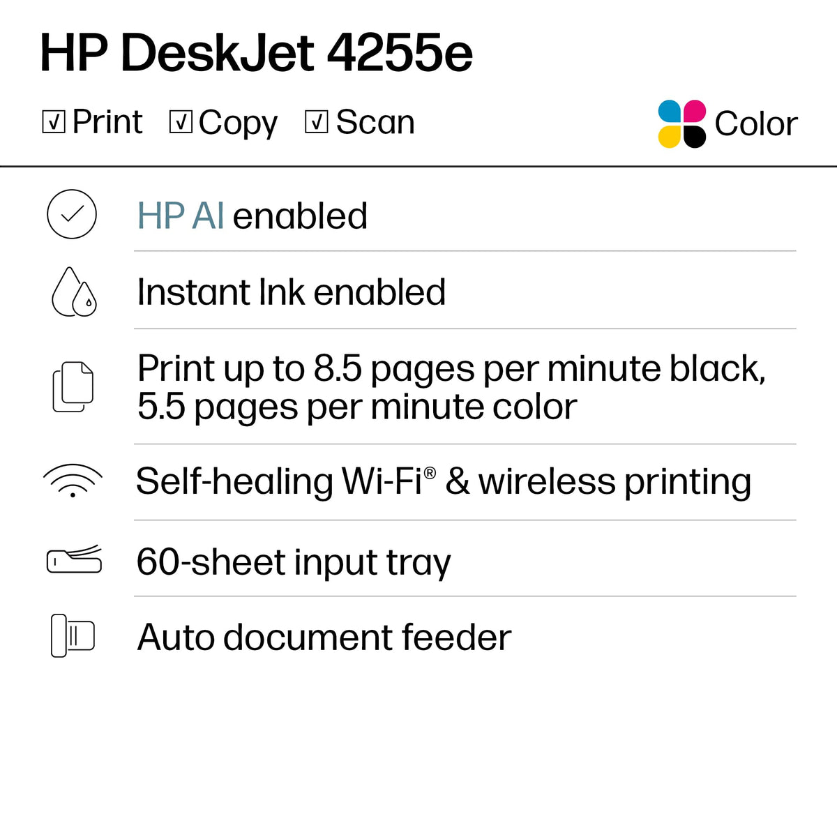 Wireless All-in-One Color Inkjet Printer, Scanner, Copier Q32750