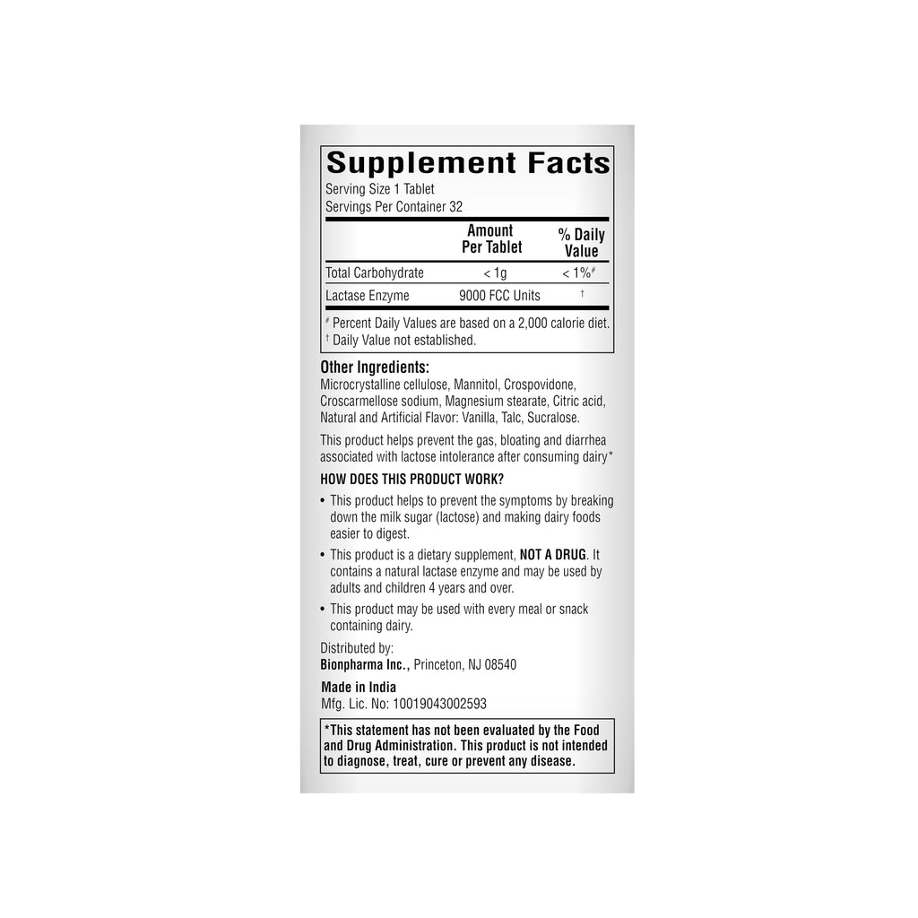 Lactase Enzyme Chewable Tablets 32 Count J925498