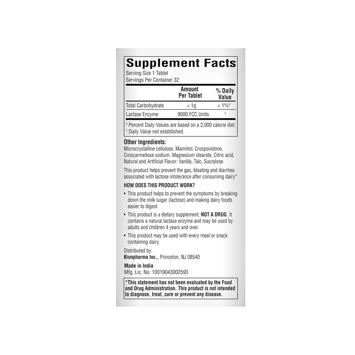 Lactase Enzyme Chewable Tablets 32 Count J925498