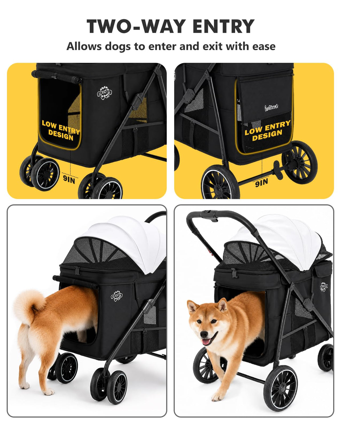 Black Foldable Dog Stroller E3510