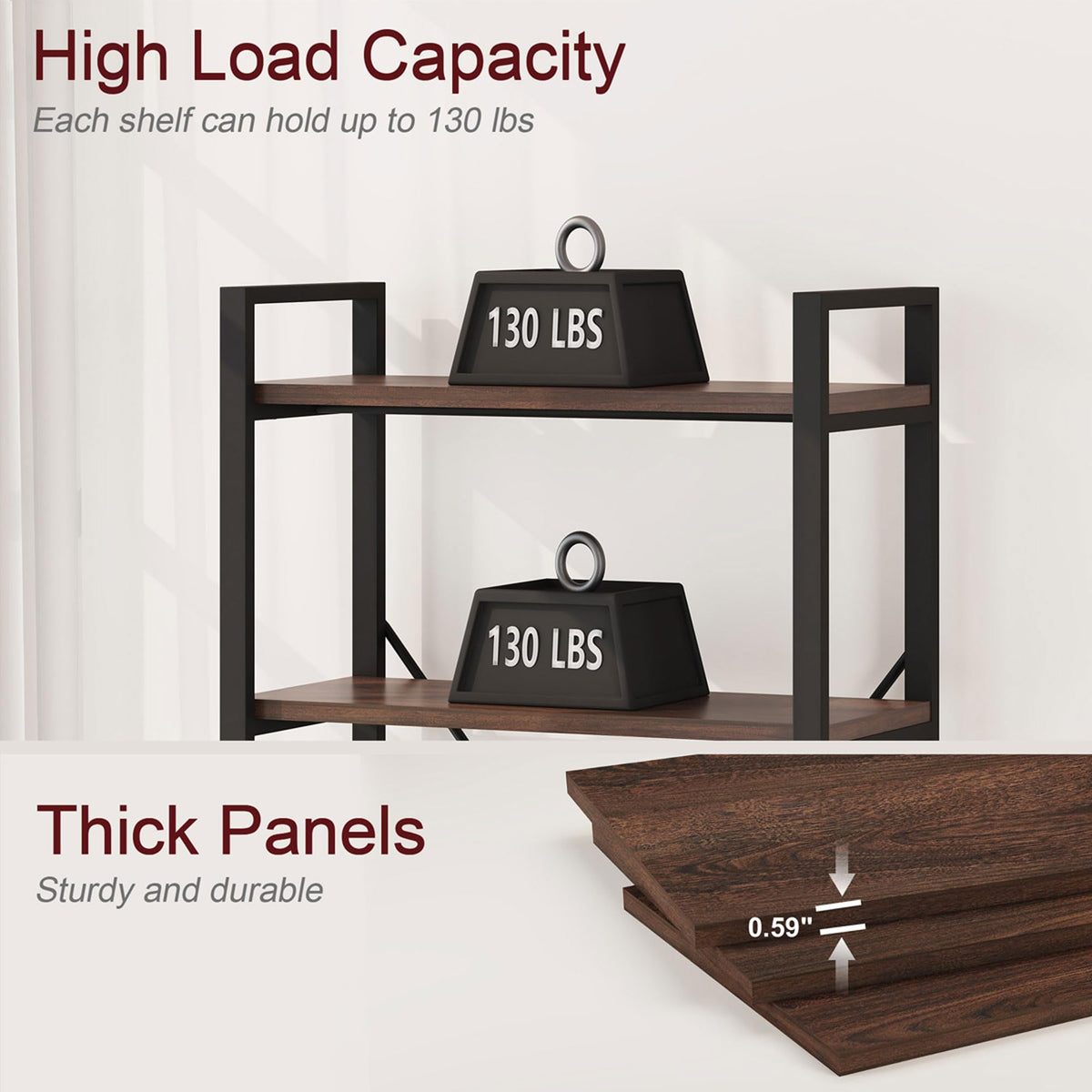 5 Tier Wood and Metal Bookshelf R3884
