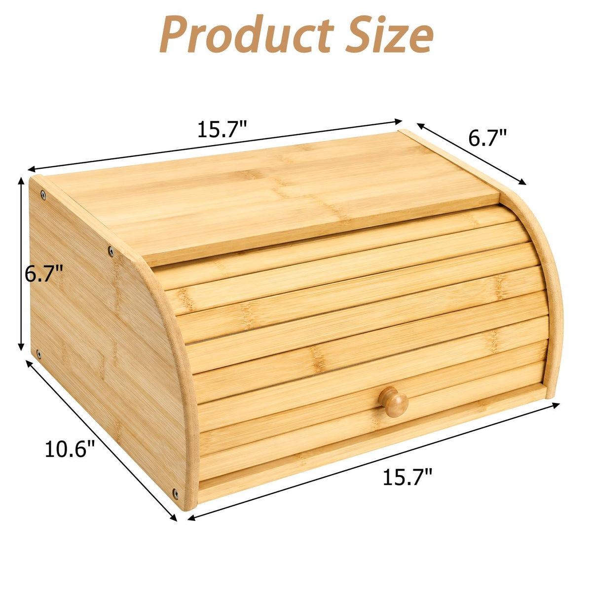 Large Natural Bamboo Roll Top Bread Box A7905