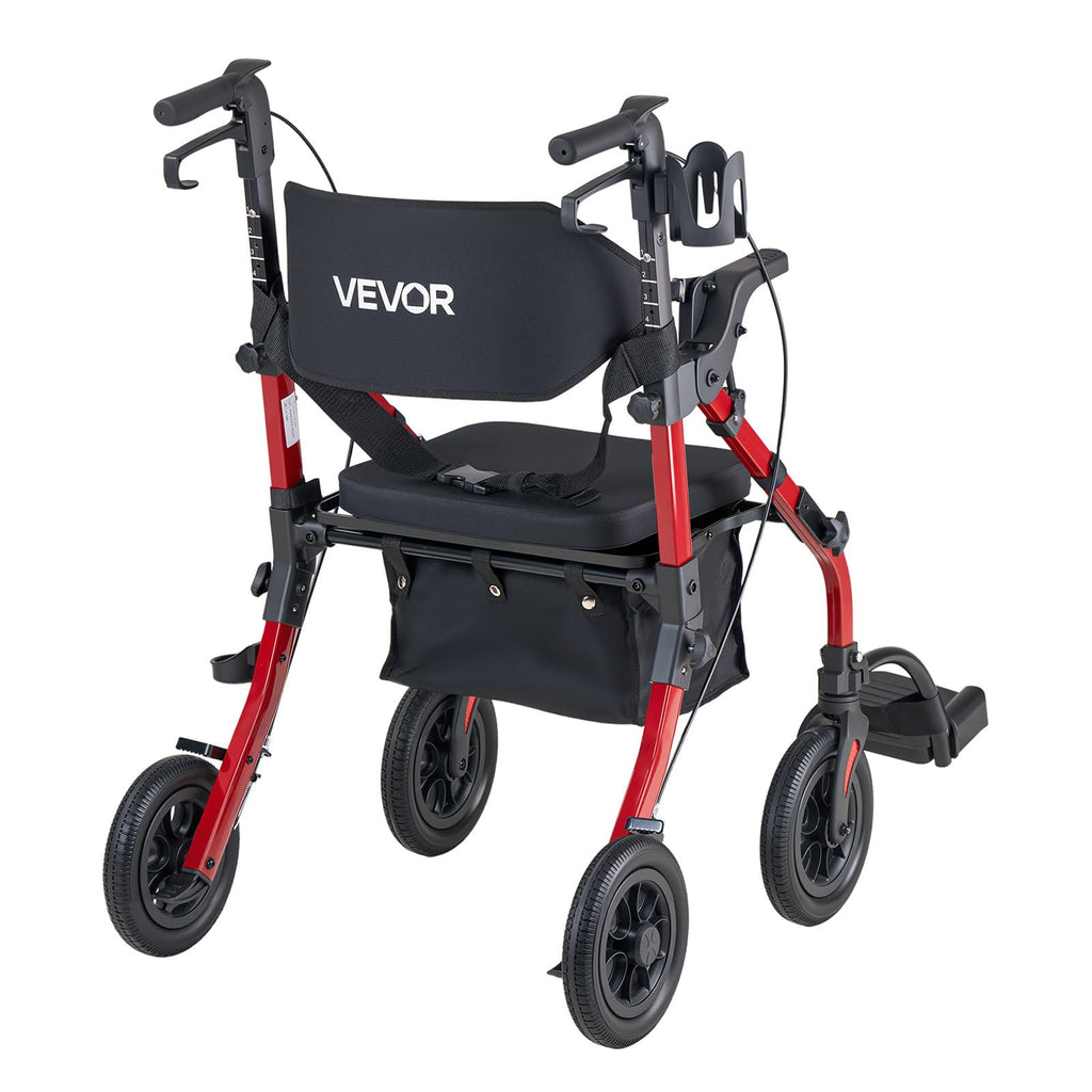 2-in-1 Foldable Aluminum Rollator Walker & Transport Chair R235