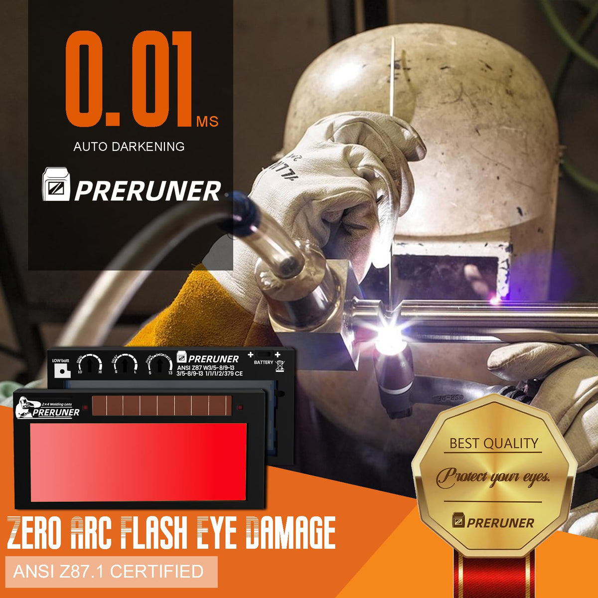 Red Shade 5-13 Auto Darkening Welding Lens 2x4-1/4 R896