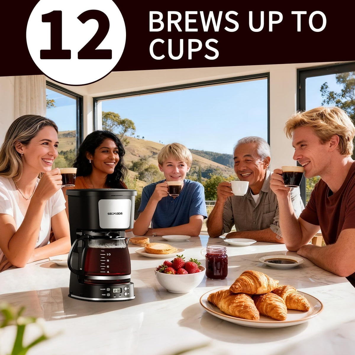 12 Cup Programmable Coffee Maker with Reusable Filter X4924