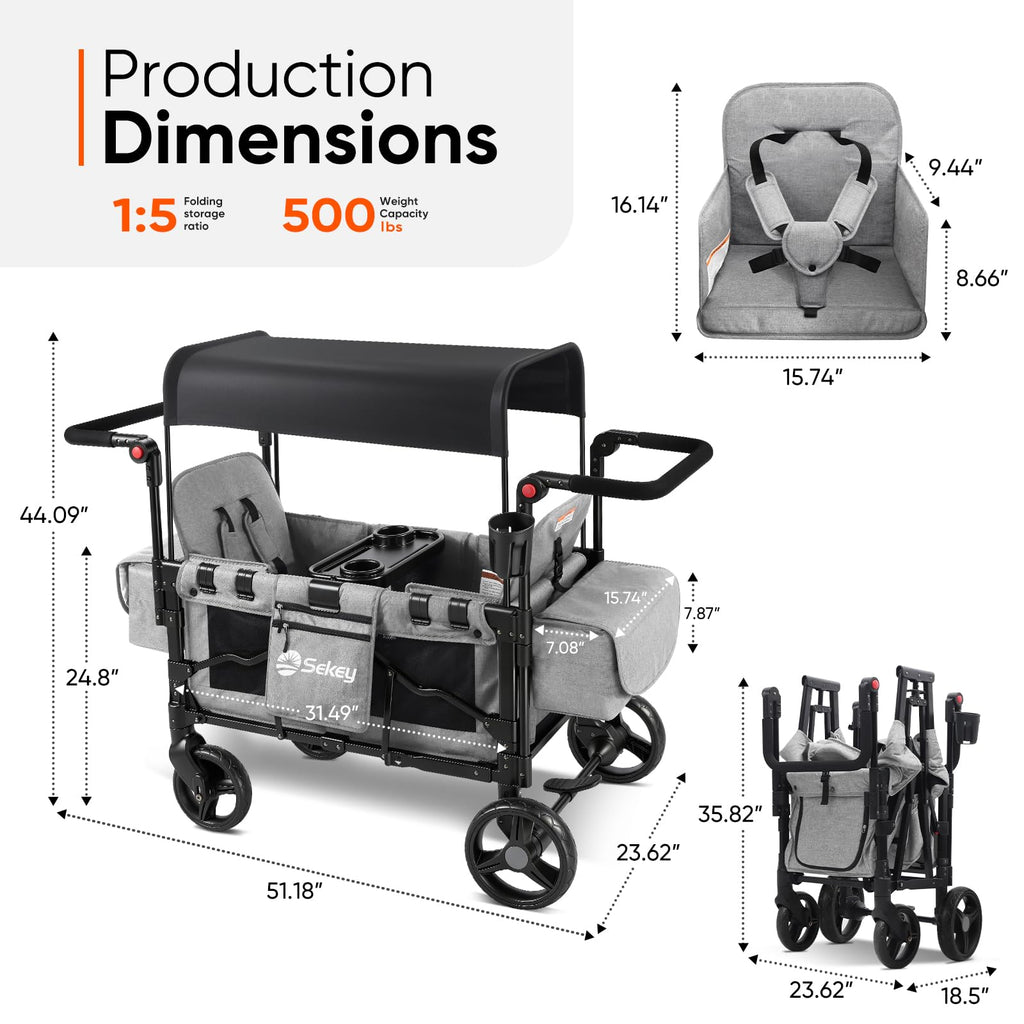4-in-1 Wagon Stroller with Convertible Seats and Canopy B577737