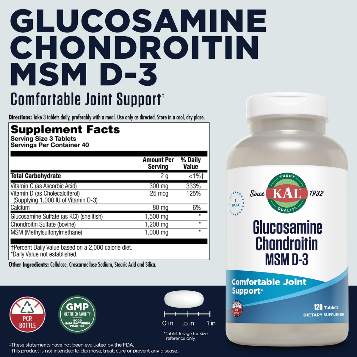 Glucosamine Chondroitin MSM D3 120 Tablets I327