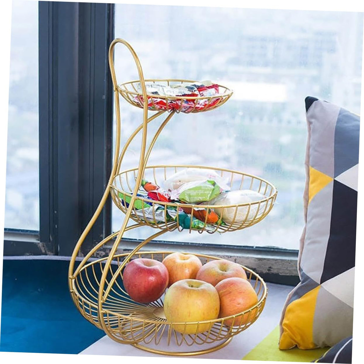 Black 3-Tier Iron Fruit Basket D130