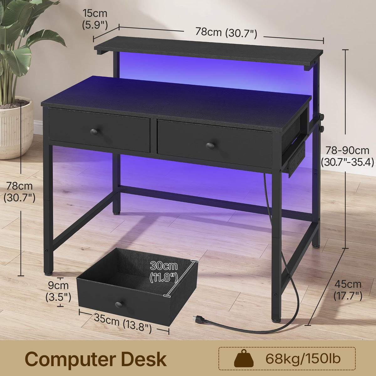 Computer Desk with Monitor Stand U743522