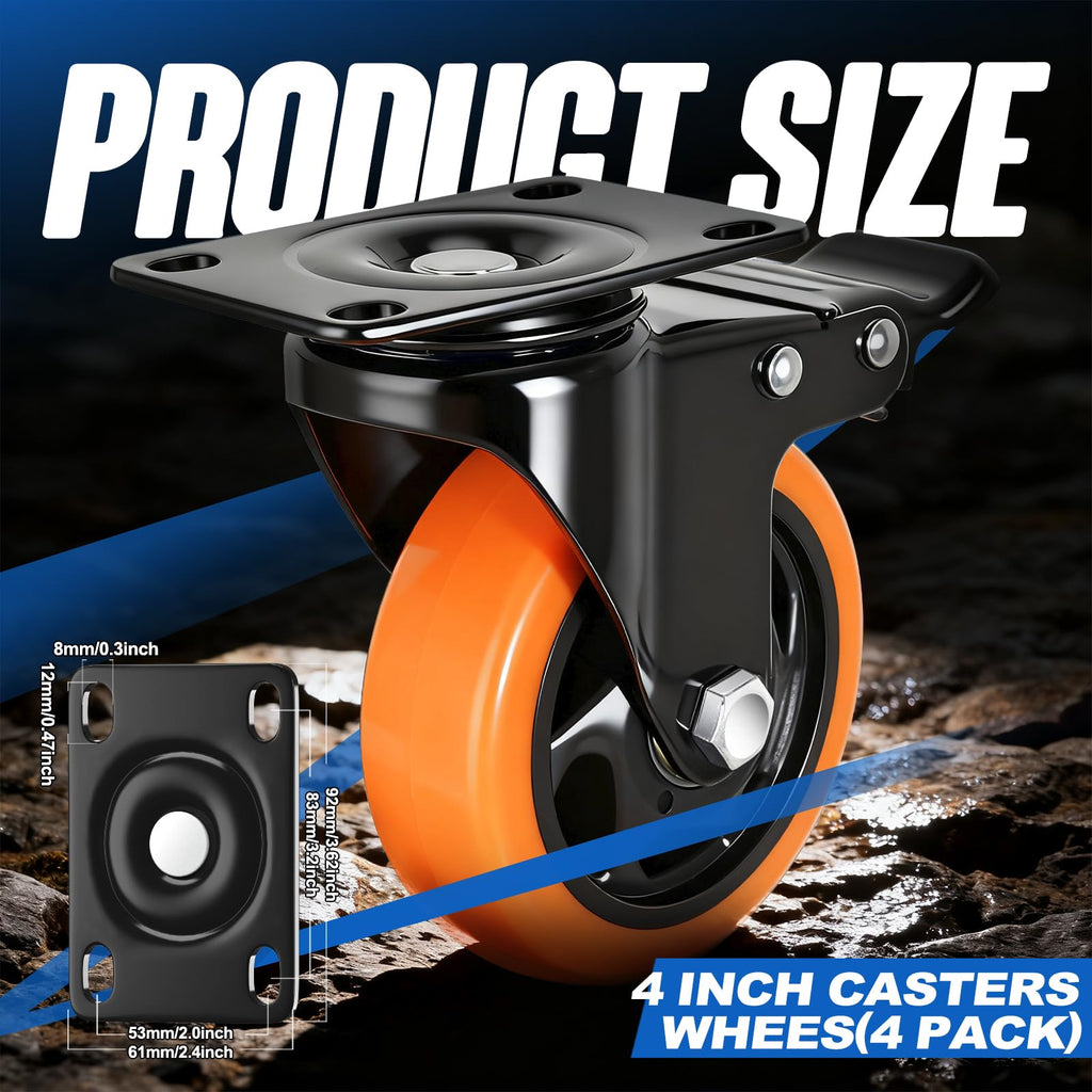 4 Inch Dual Locking Swivel Caster Set of 4 P416