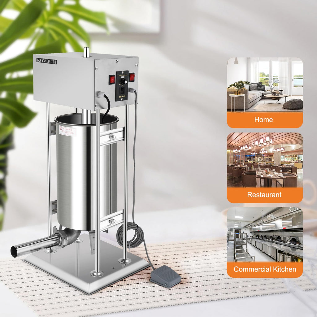 10L Electric Stainless Steel Sausage Stuffer with 5 Stuffing Tubes O46039