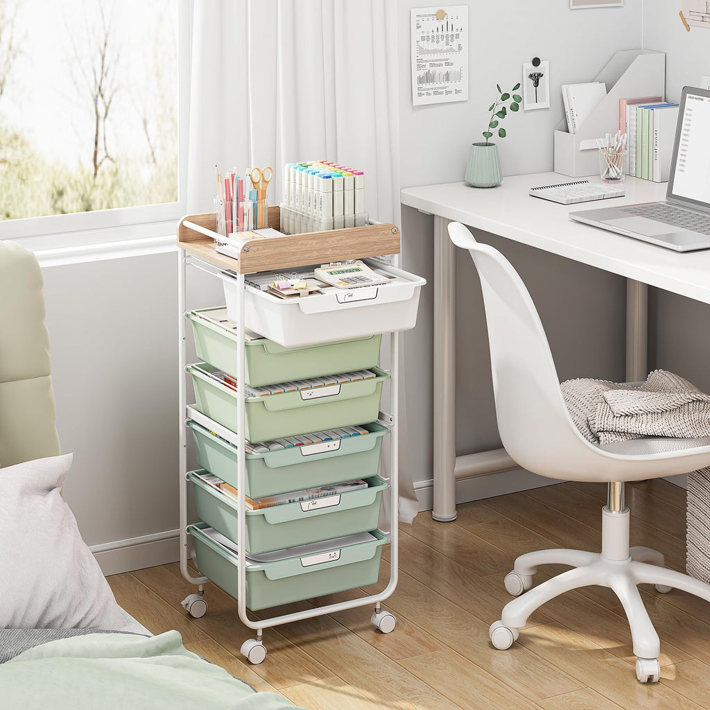 Green Utility Cart with 6 Drawers K334909