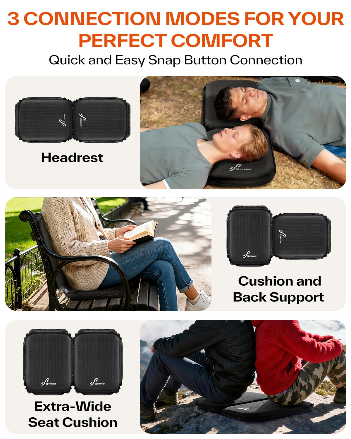 Inflatable Self-Inflating 2" High Rebound Foam Seat Cushion, 2 Pack R8121