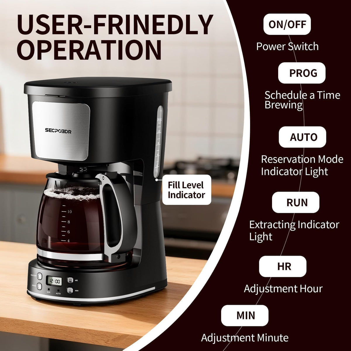 12 Cup Programmable Coffee Maker with Reusable Filter X4924
