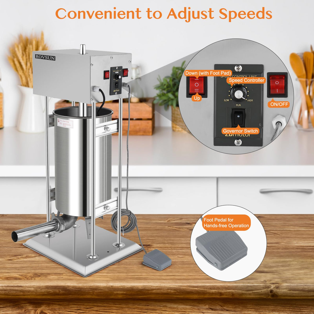 10L Electric Stainless Steel Sausage Stuffer with 5 Stuffing Tubes O46039