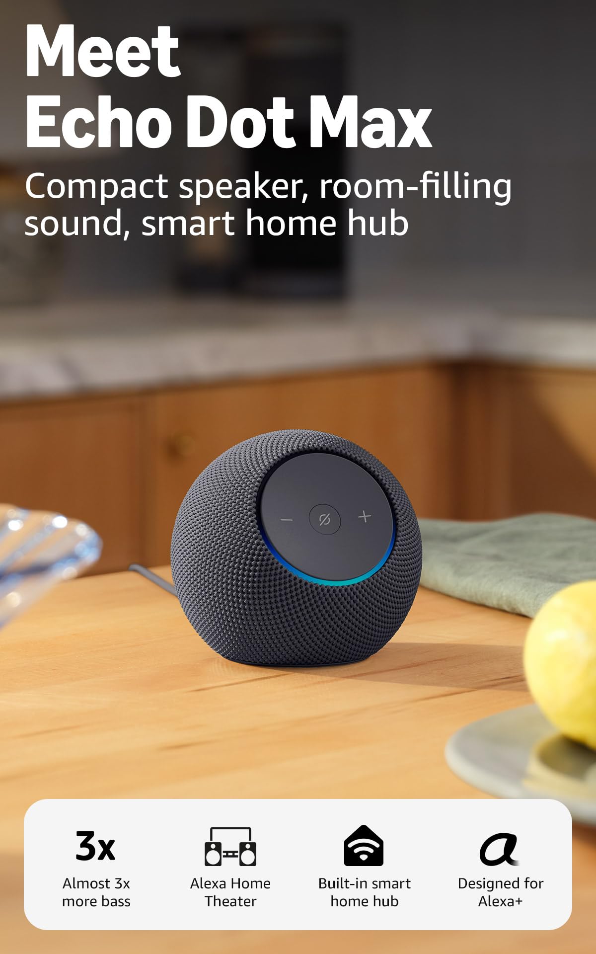 Alexa speaker with room-filling sound and nearly 3x bass H3681