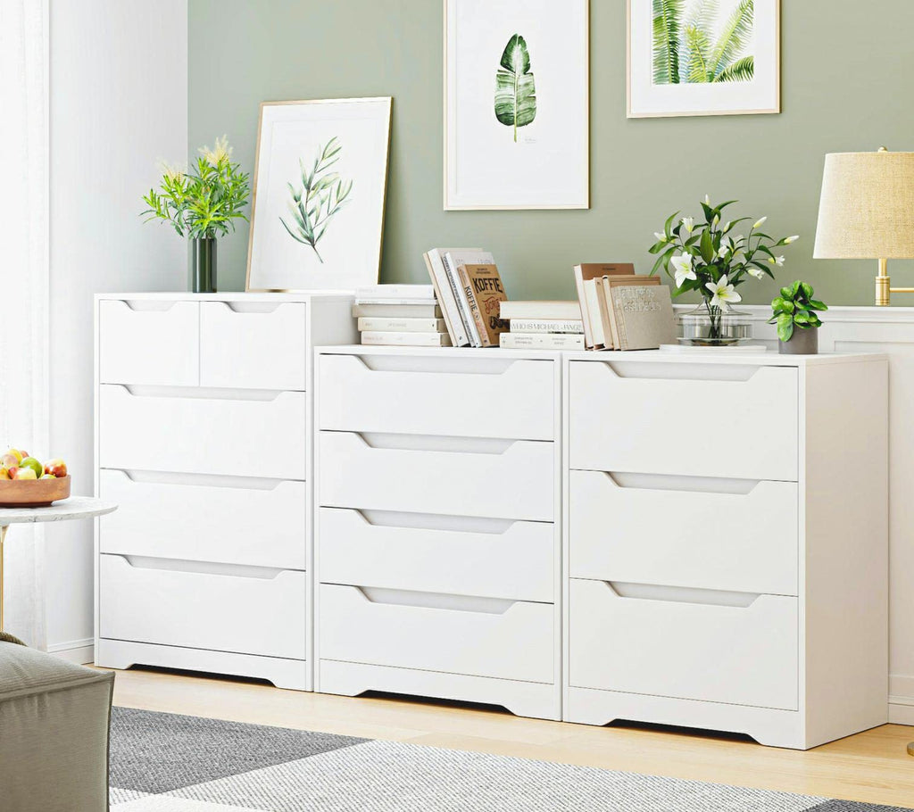 White 3 Drawer Wood Dresser E6139
