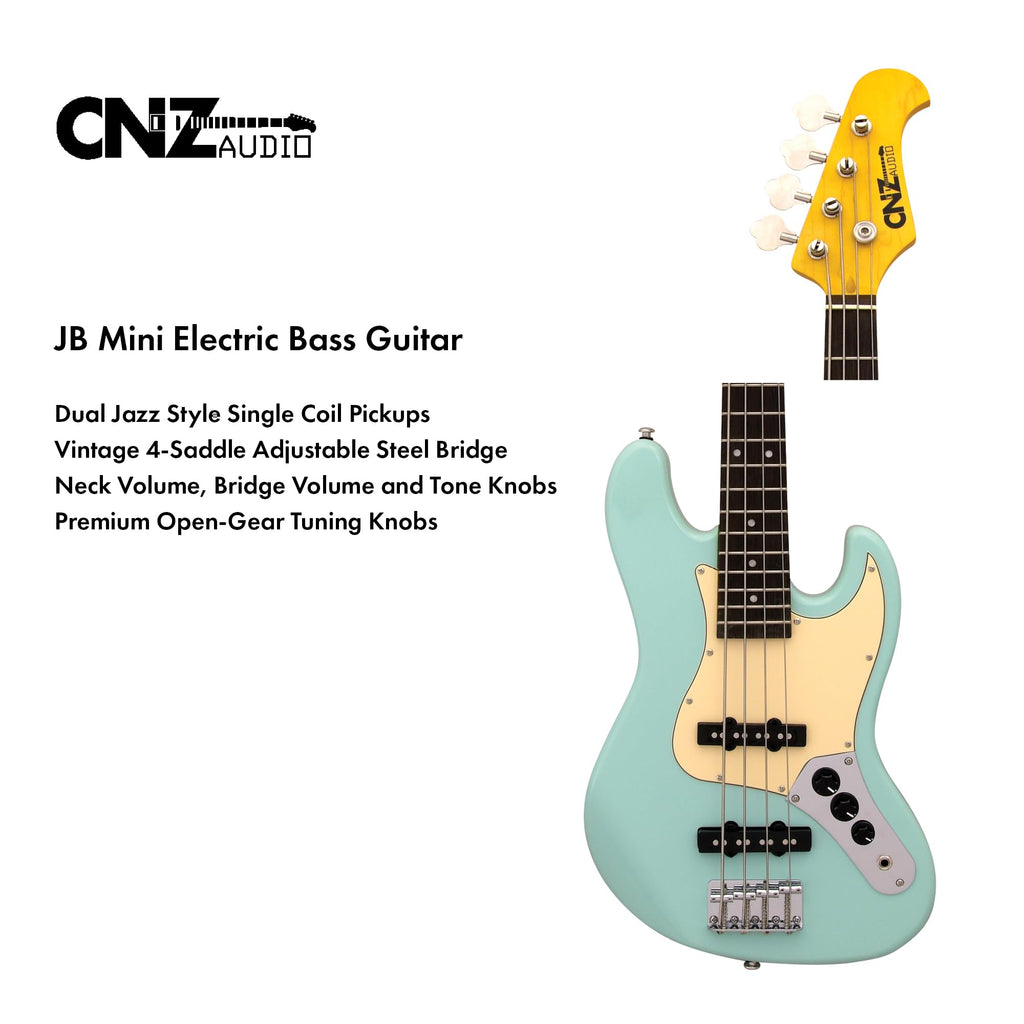 Black Mini Electric Bass Guitar with Maple Neck, Rosewood Fingerboard & White Pickguard R652