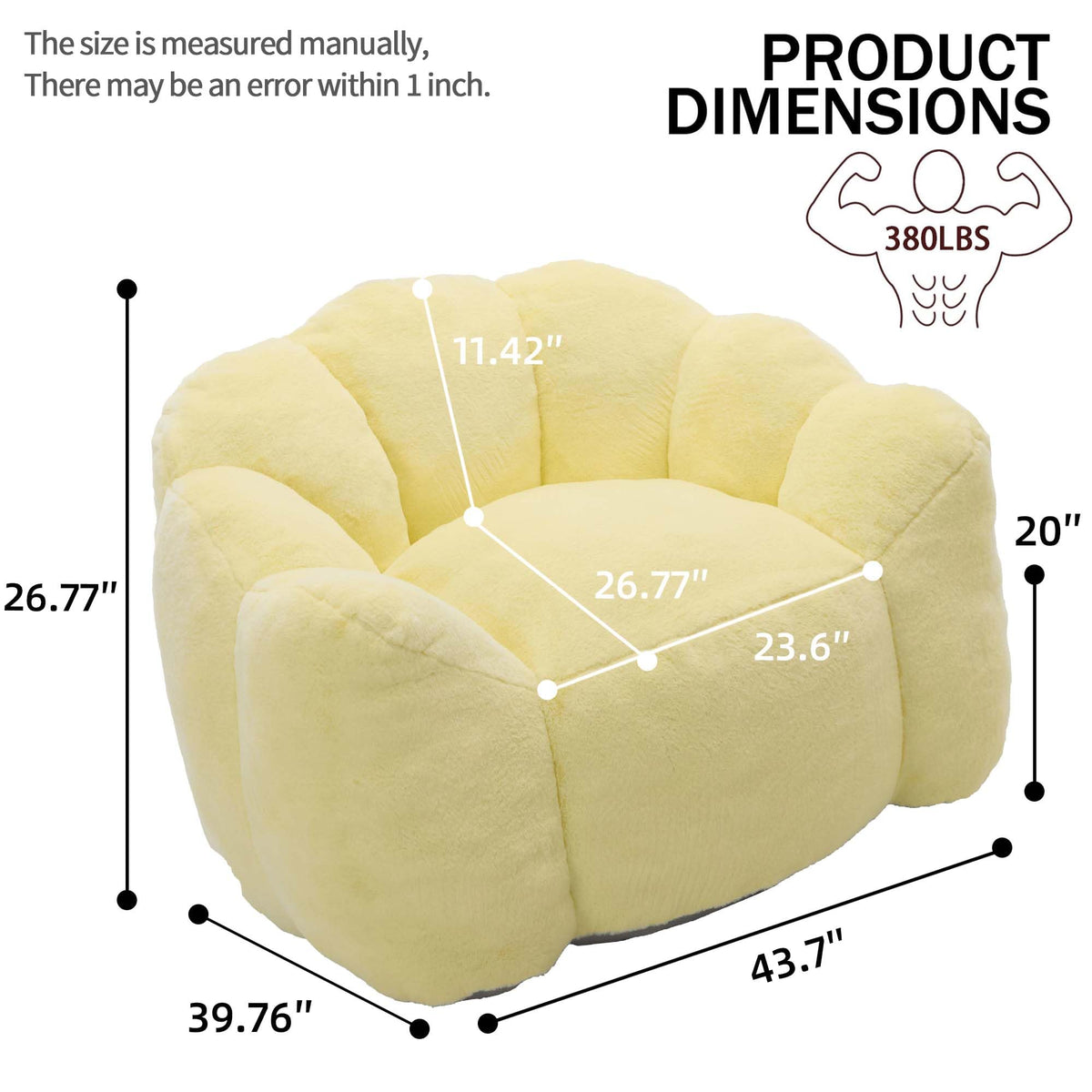 Oversized Memory Foam Bean Bag Chair with Backrest K6431