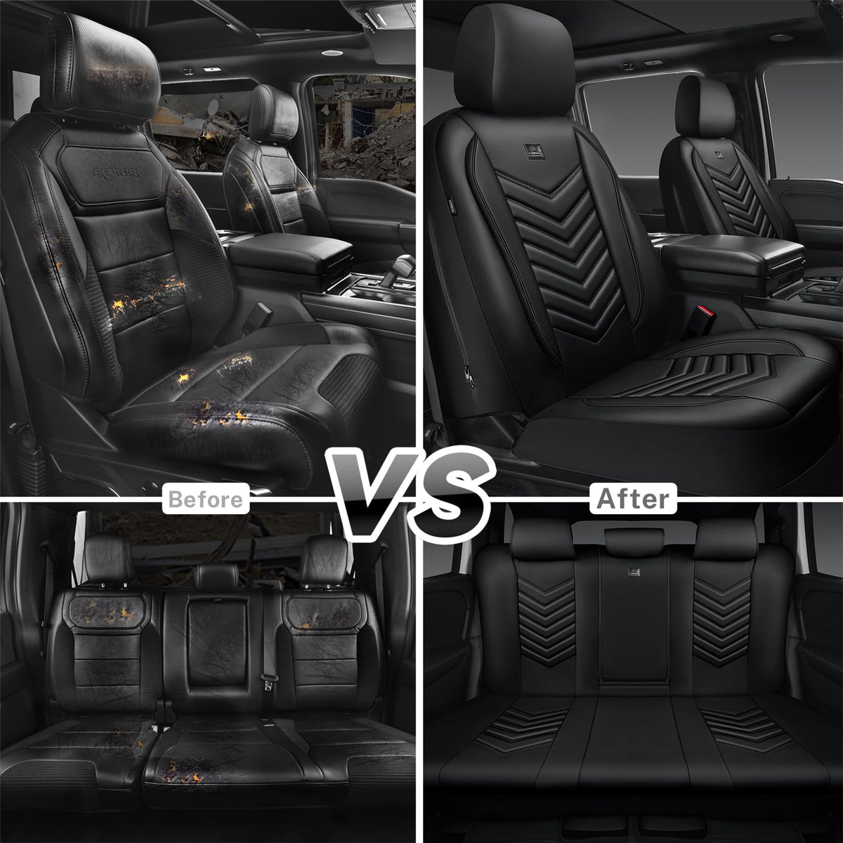 3D Foam Faux Leather Seat Covers Full Set U302890