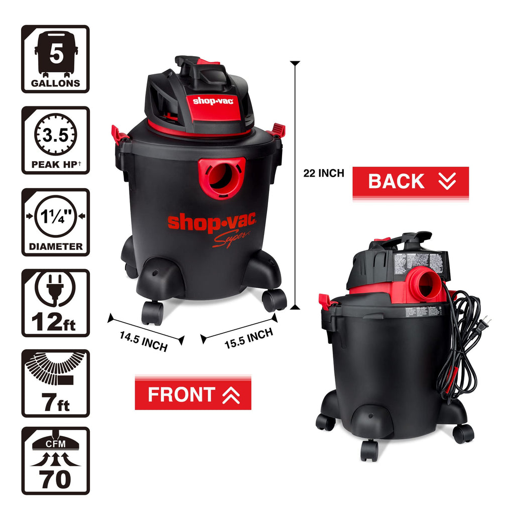 5 Gallon 3.5 Peak HP Wet/Dry Vacuum X778245