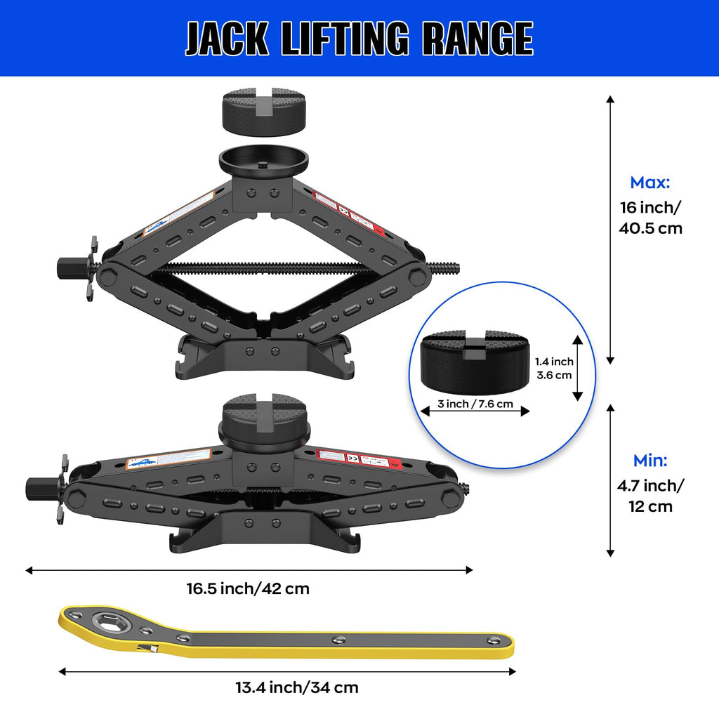 3 Ton Heavy Duty Scissor Jack Kit with Ratchet Wrench V1732
