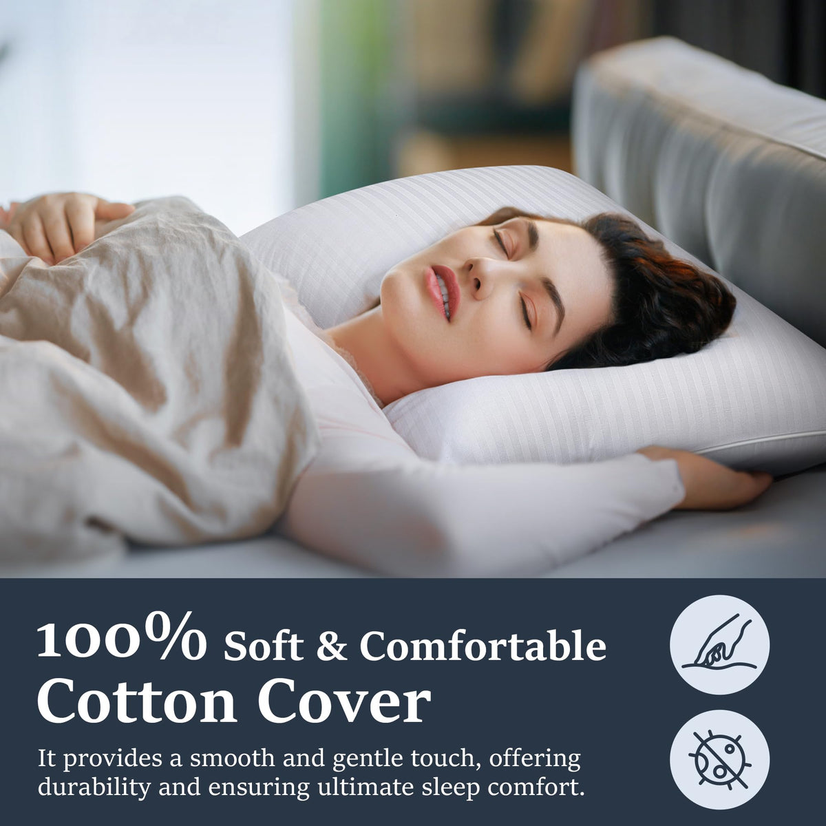 Goose Feather King Size Set of 2 Cotton Pillows F986