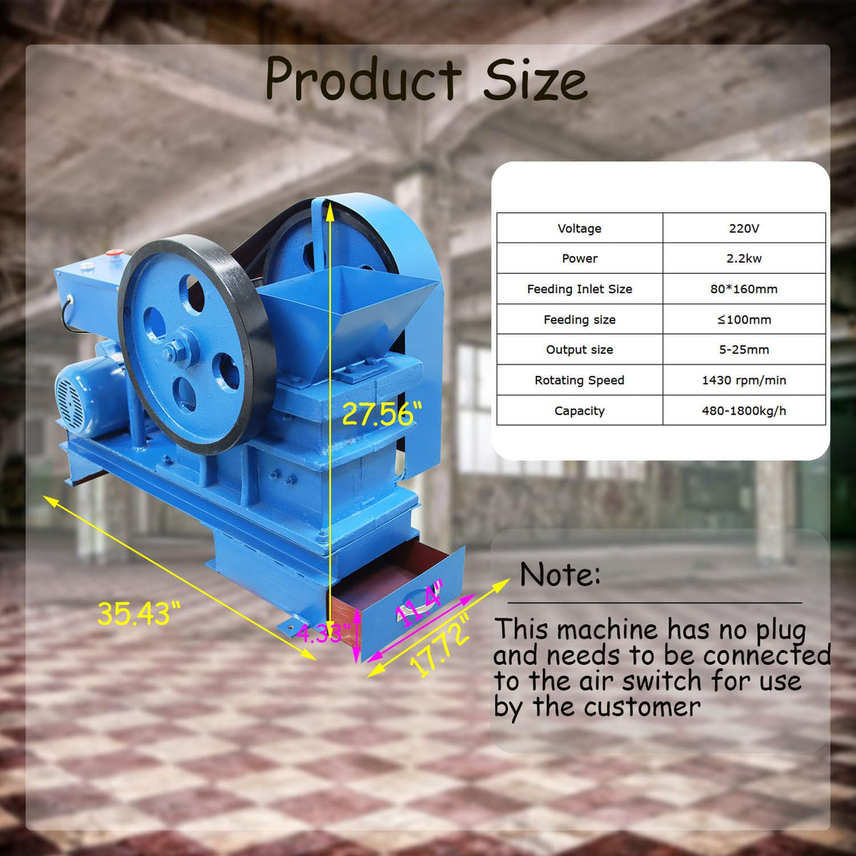 220V 2.2KW Stone Crusher Machine Z234