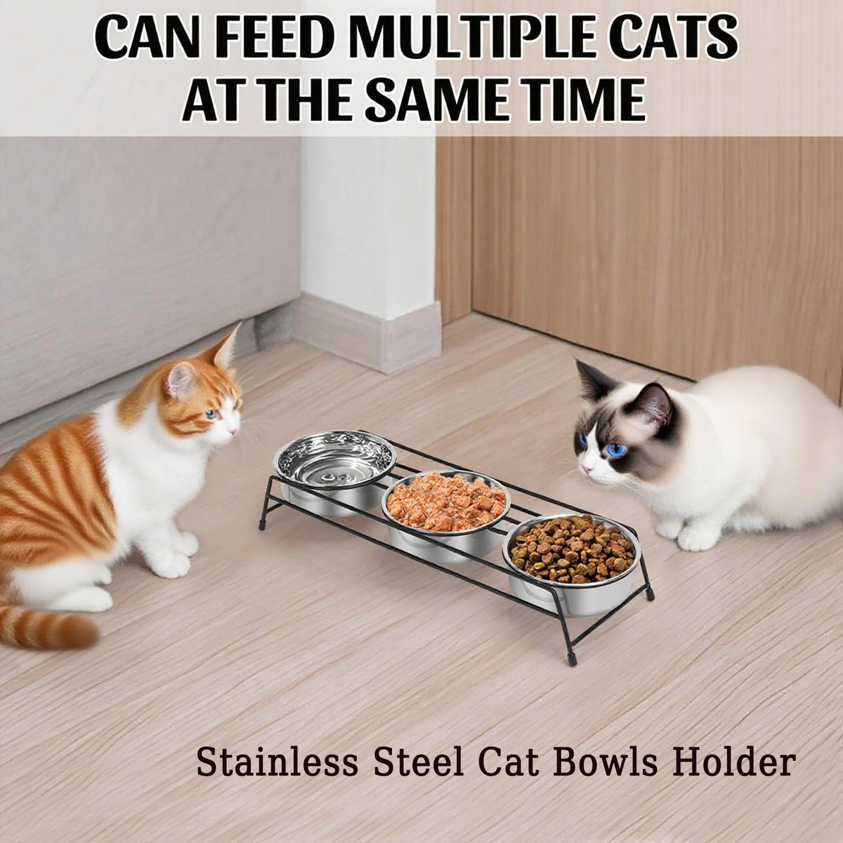 Raised Cat Bowls 3 Stainless Steel W863