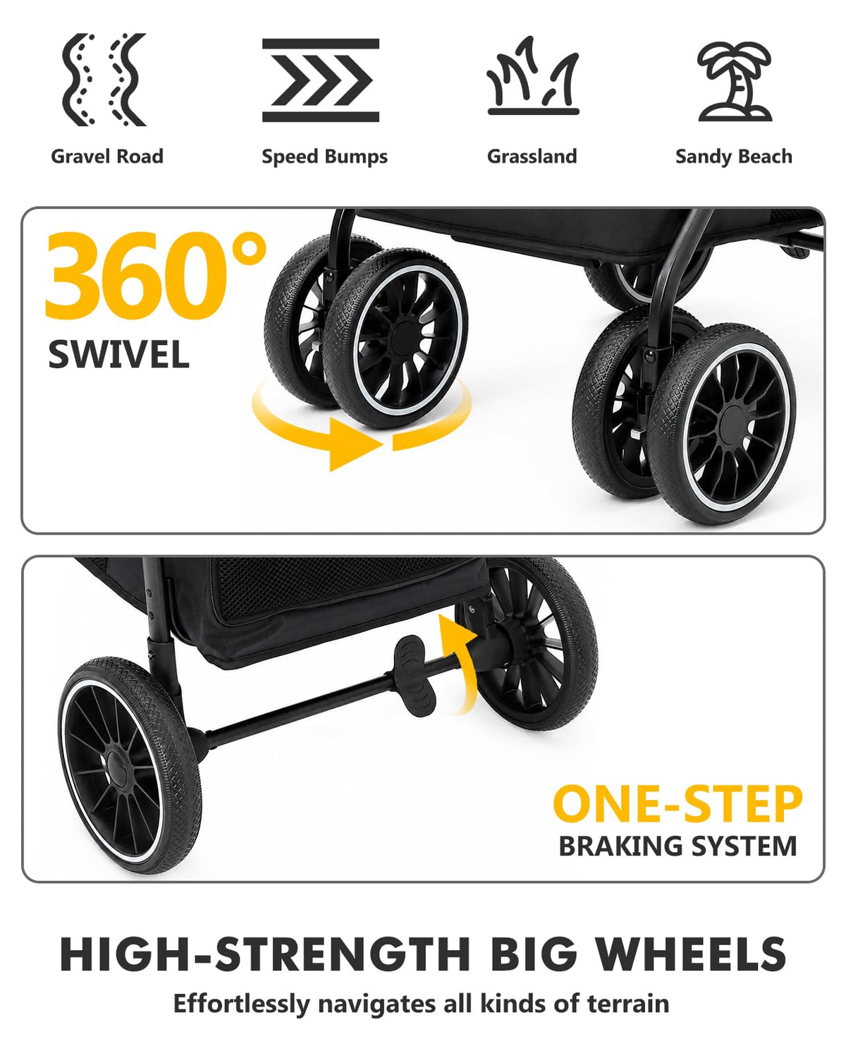 Black Foldable Dog Stroller E3510
