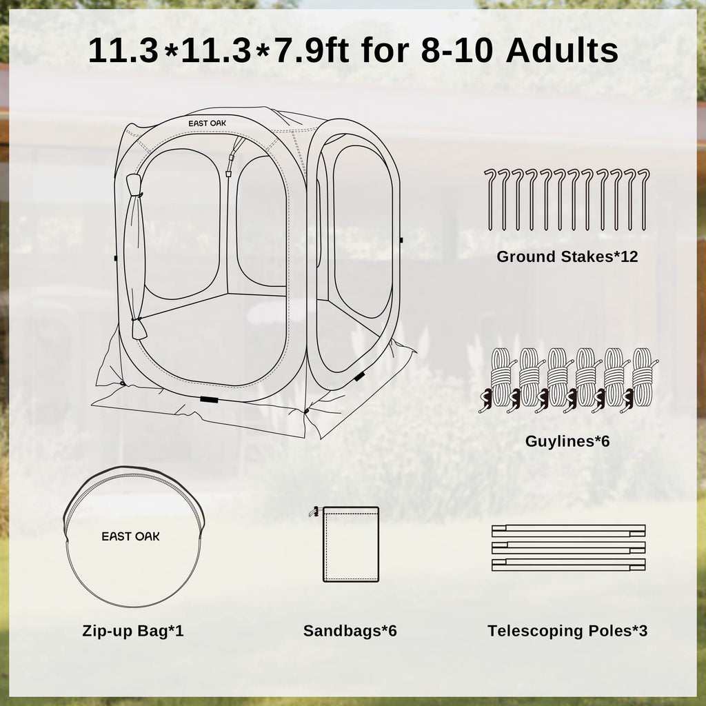 Pop-Up Screen House Tent 12 x 12 FT with Carry Bag K797015