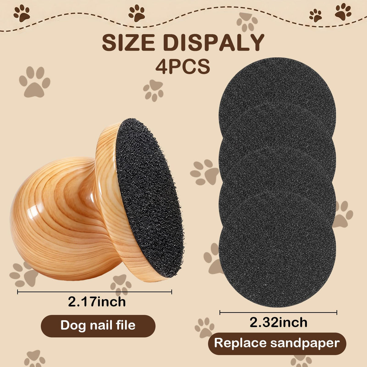 Dog Nail File Grinder Board with 4-Pack Replaceable Sandpaper Discs X59403