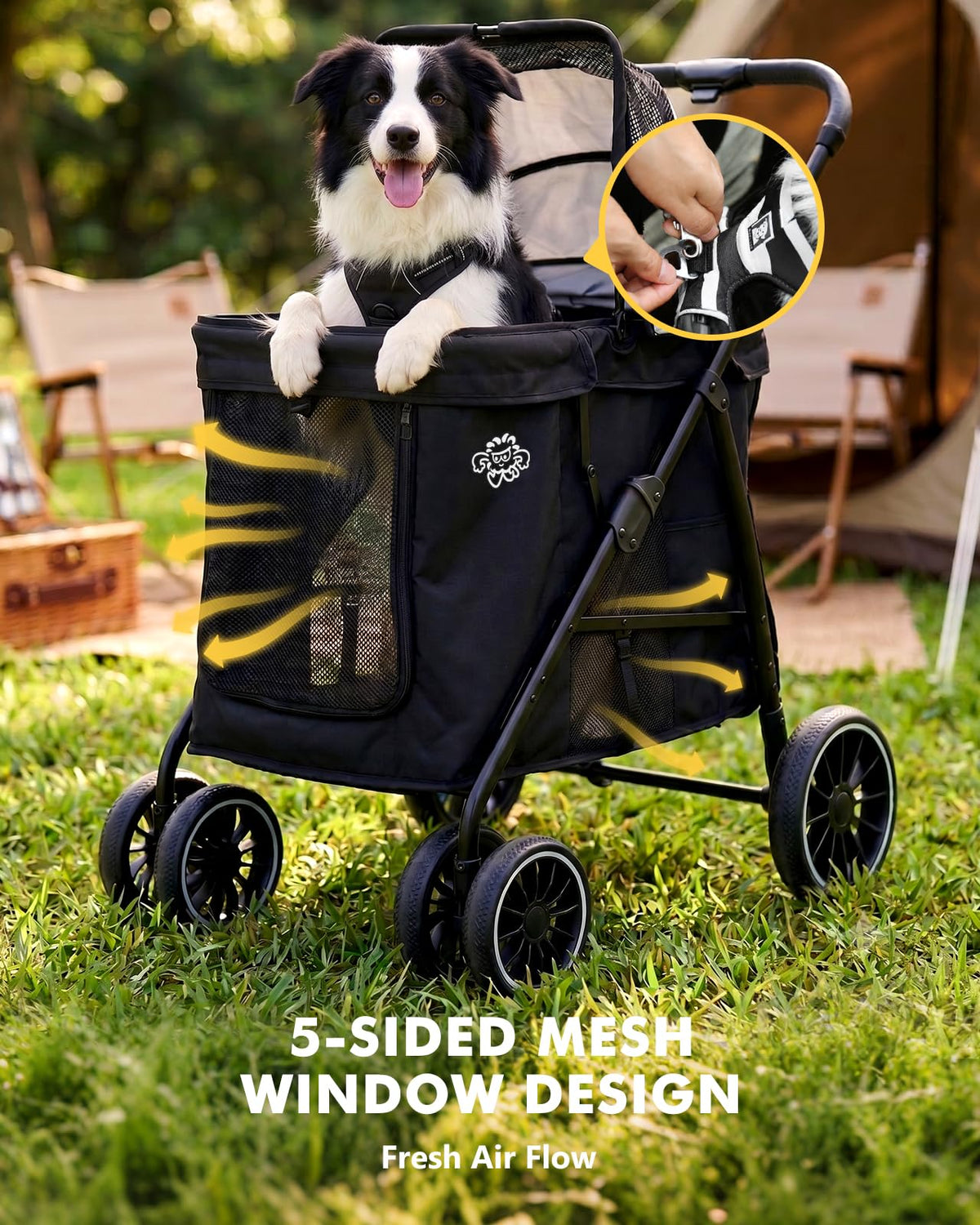 Black Foldable Dog Stroller E3510