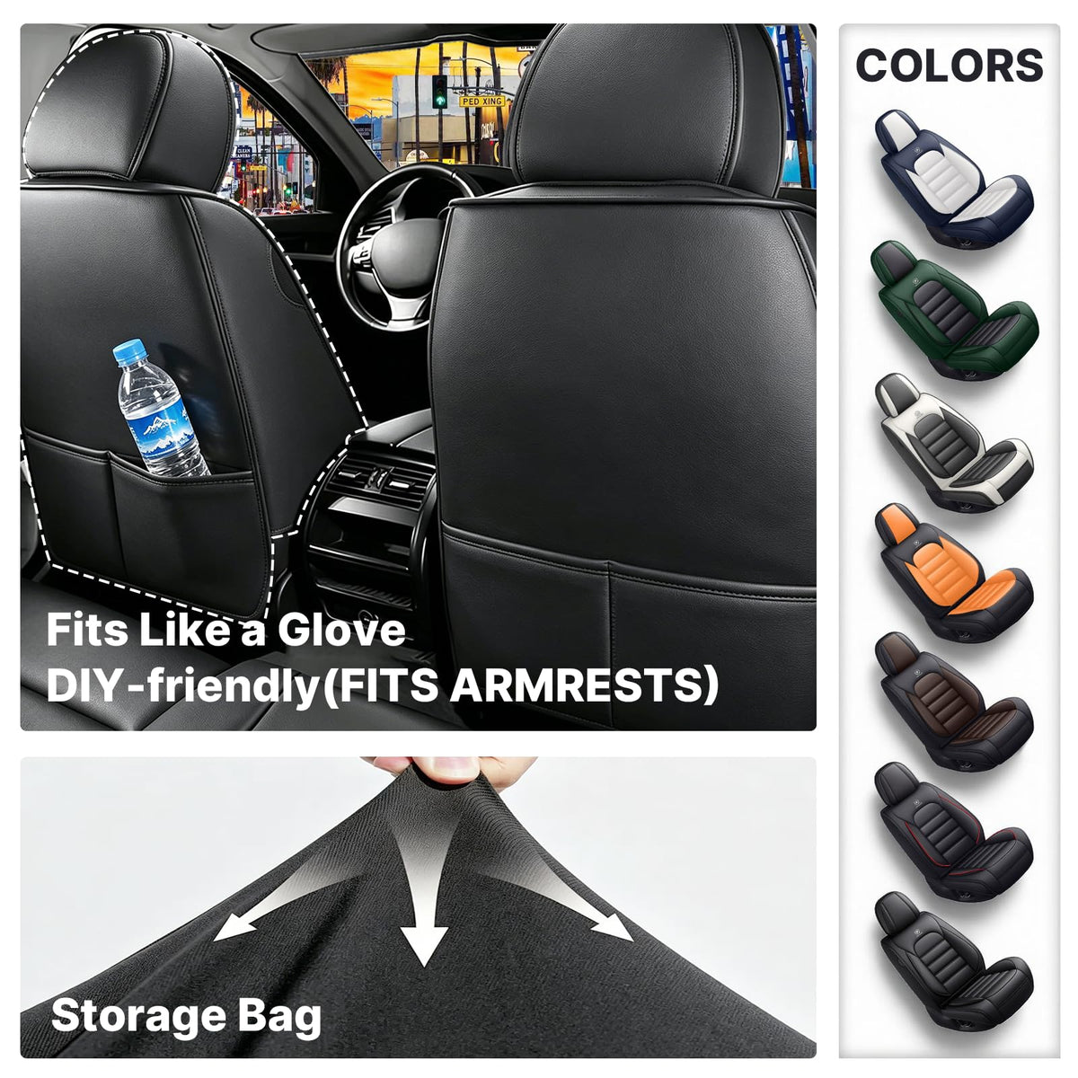 Waterproof Leather Car Seat Covers Set of 5 V24588