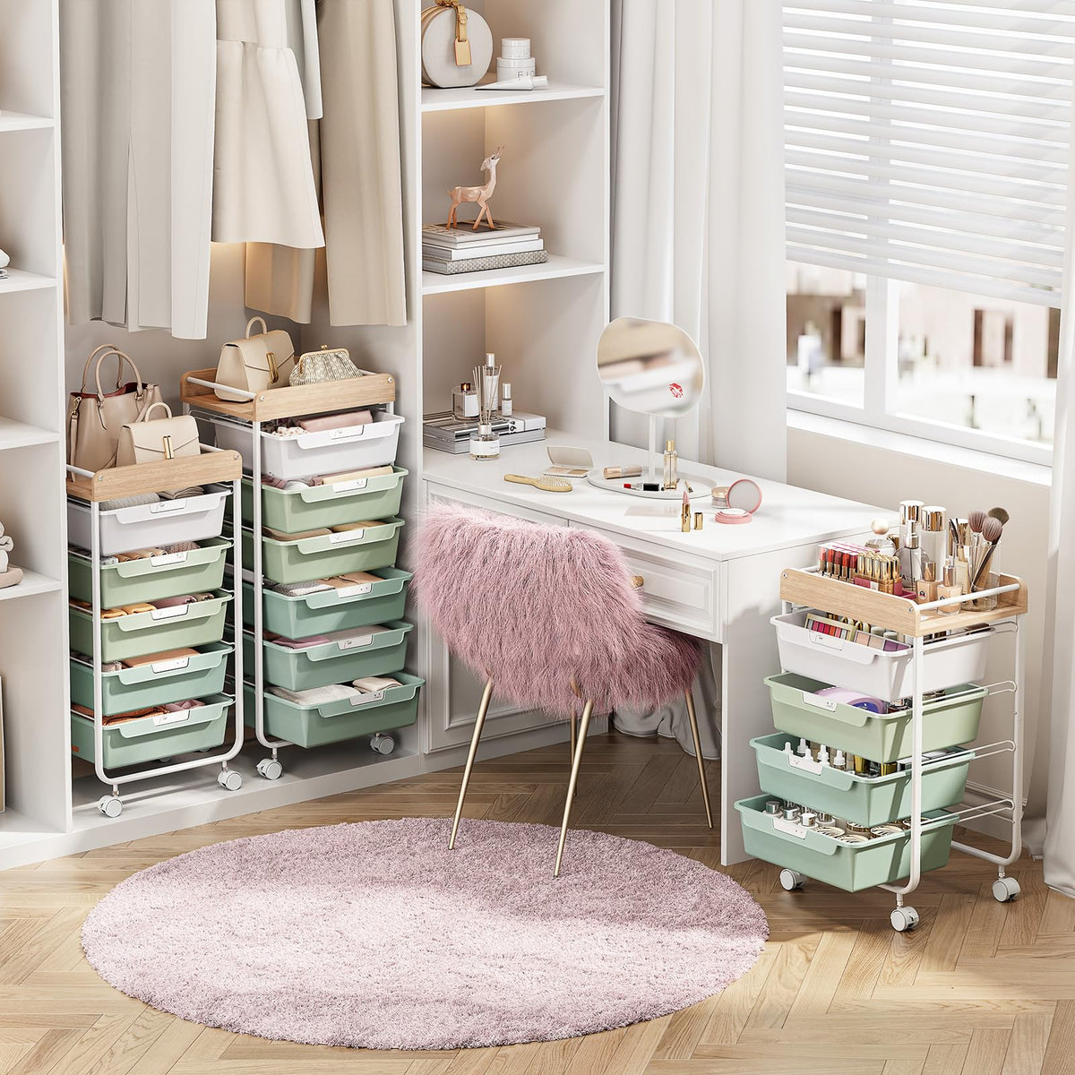 Green Utility Cart with 6 Drawers K334909