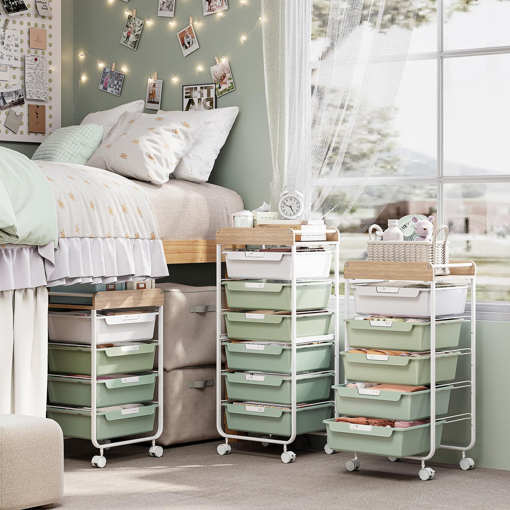 Green Utility Cart with 6 Drawers K334909