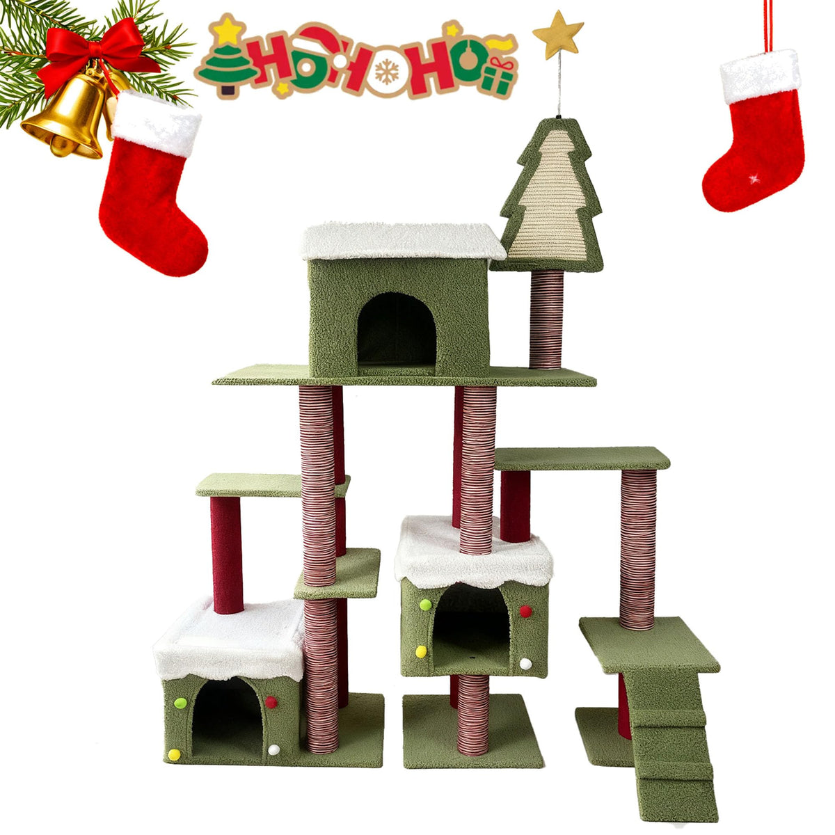 70 Inch Cat Tree with 3 Condos & Climbing Ladder O71708