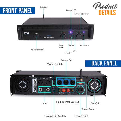 1000 Watt 2-Channel Bluetooth Power Amplifier T283453
