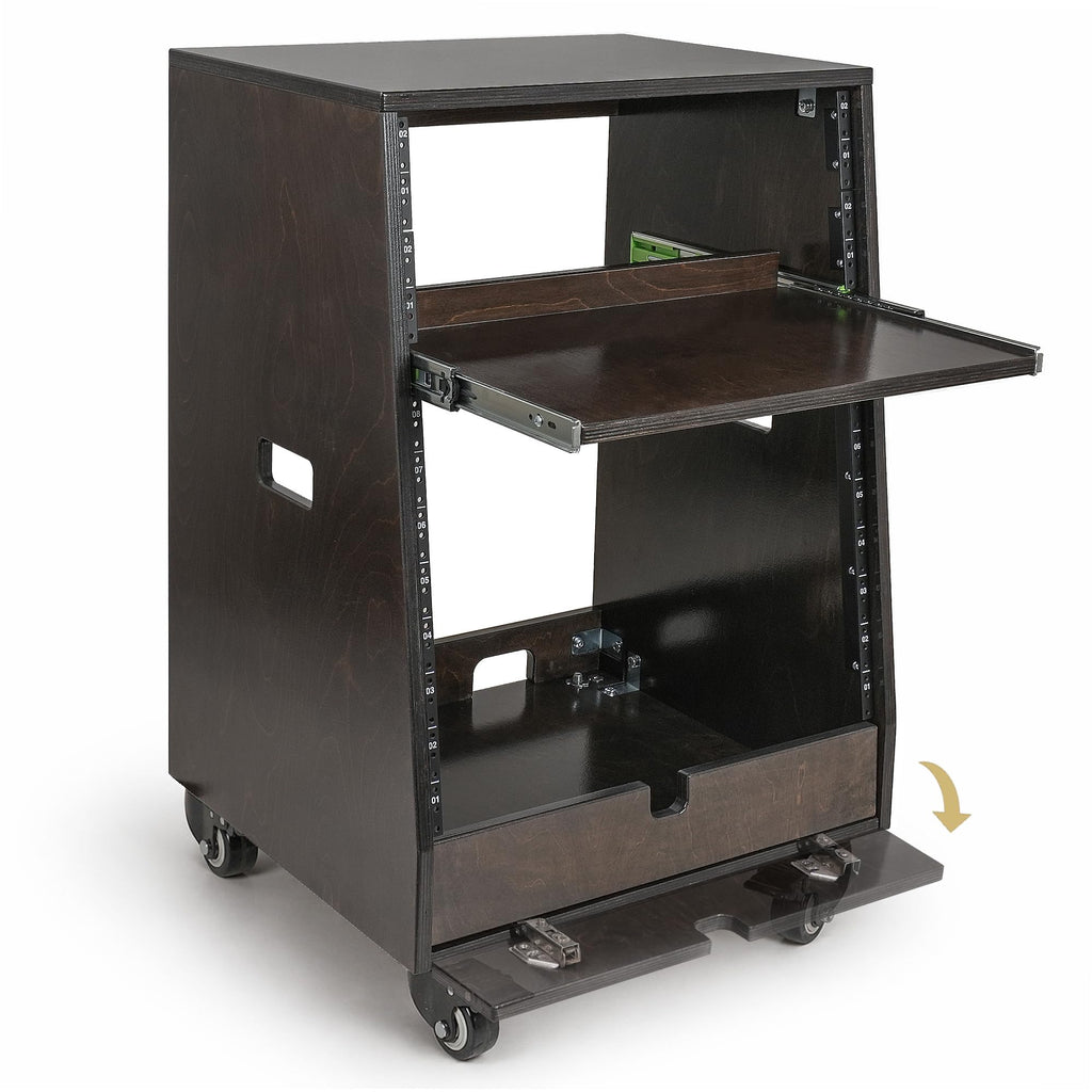 12U Studio Rack with Slide-Out Tray and Casters I46855