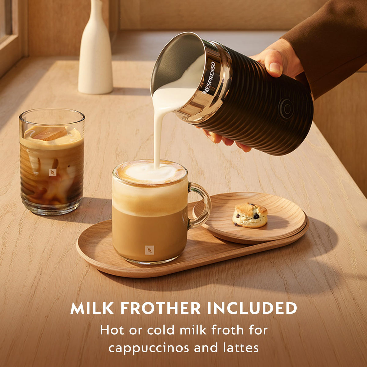 Black Coffee Machine with Milk Frother H3648