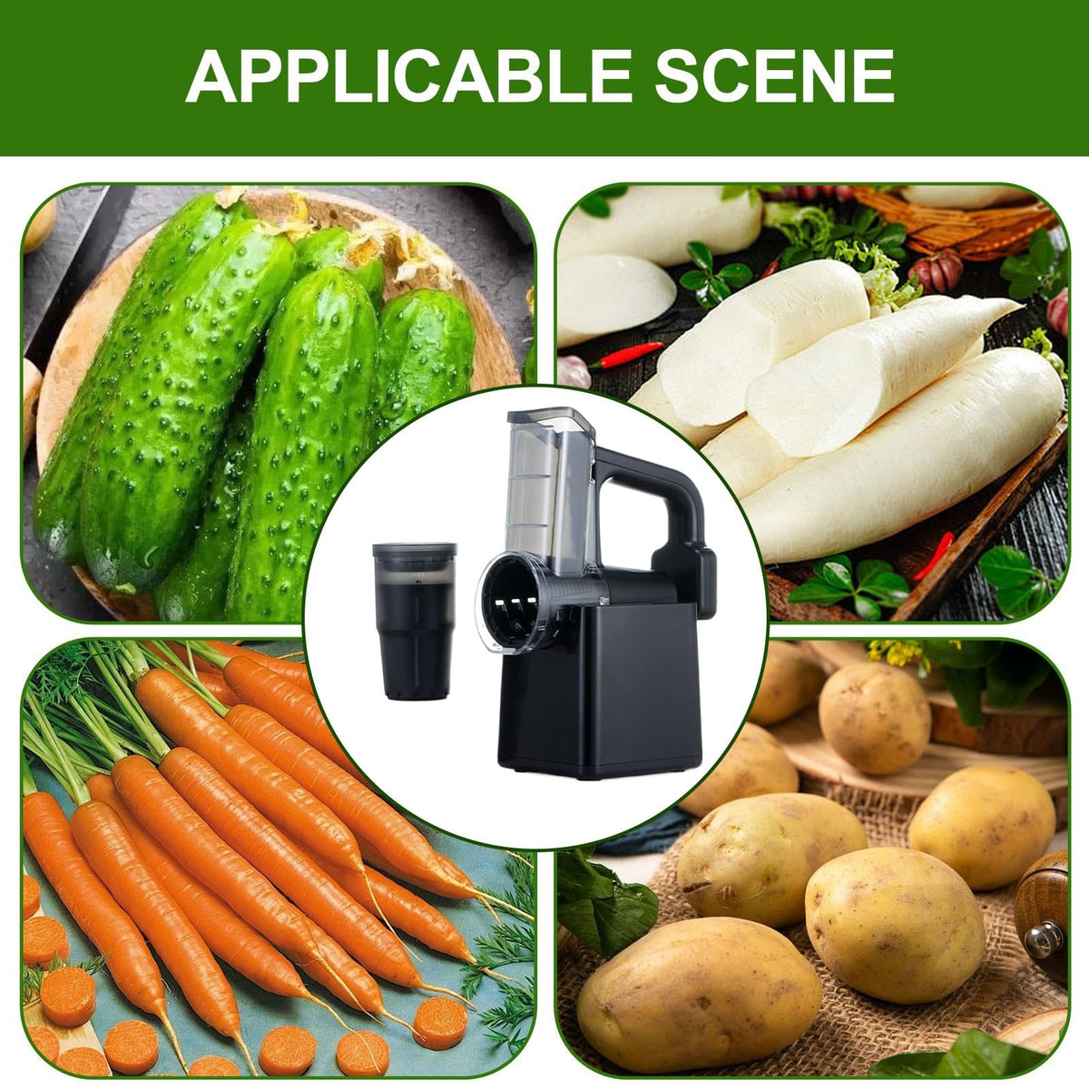 Automatic Rechargeable Food Slicer with 3 Blades U9275