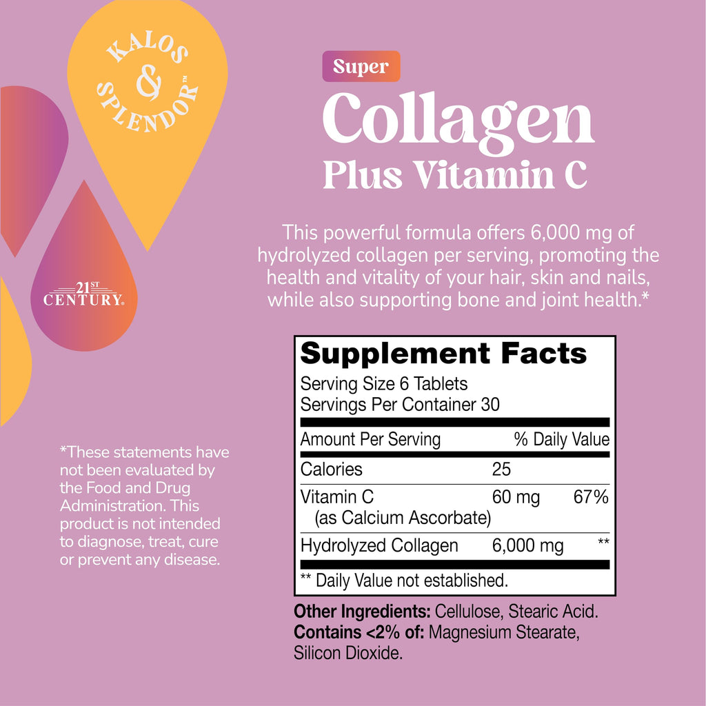 Collagen Vitamin C Tablets 6000mg 180 Count R9886