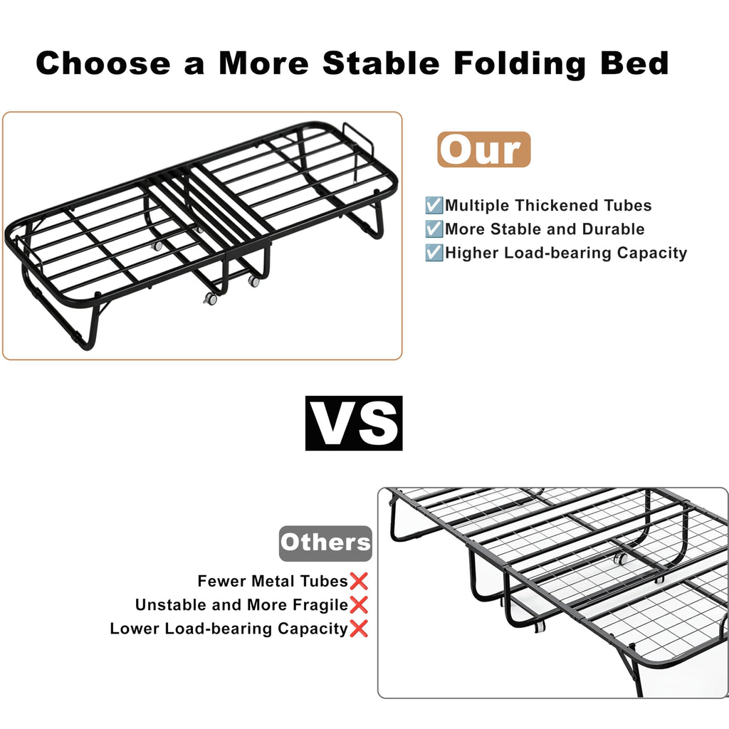 Folding Rollaway Guest Bed with 5" Memory Foam Mattress, Twin Size F7602