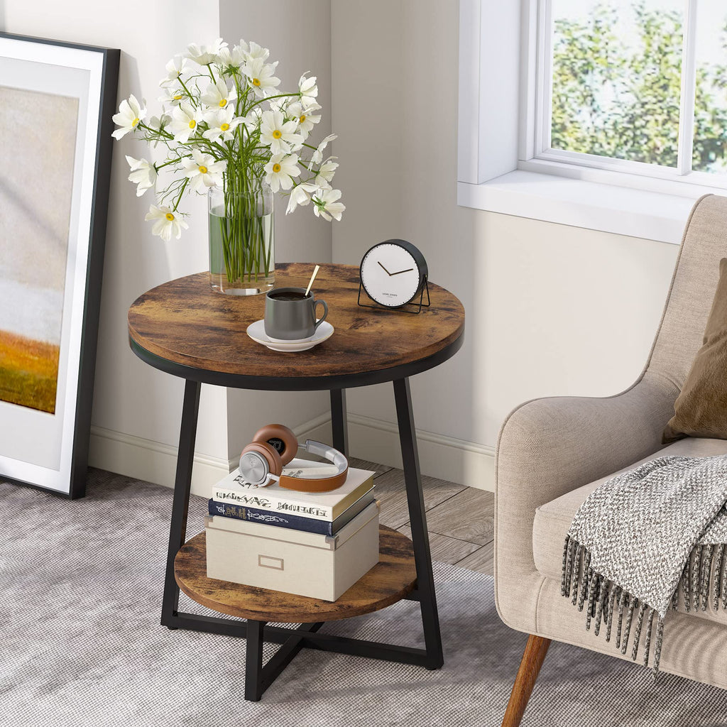 2 Tier Round End Table with Storage Shelf K177111