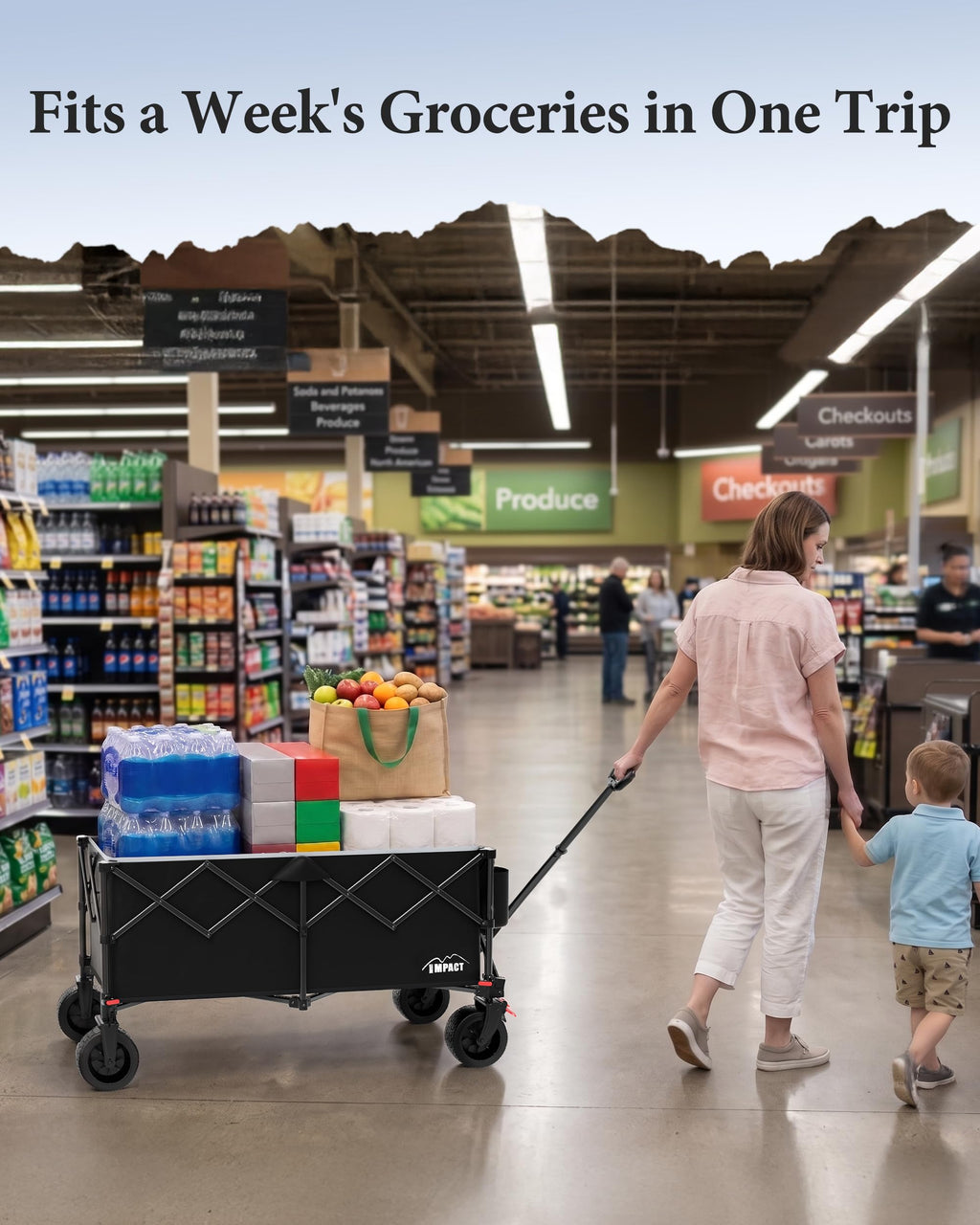 46" Collapsible Wagon Cart 300L Capacity H455
