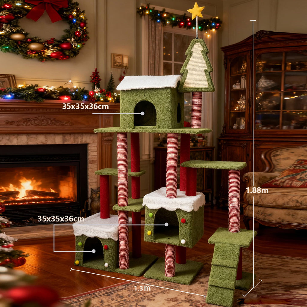 70 Inch Cat Tree with 3 Condos & Climbing Ladder O71708