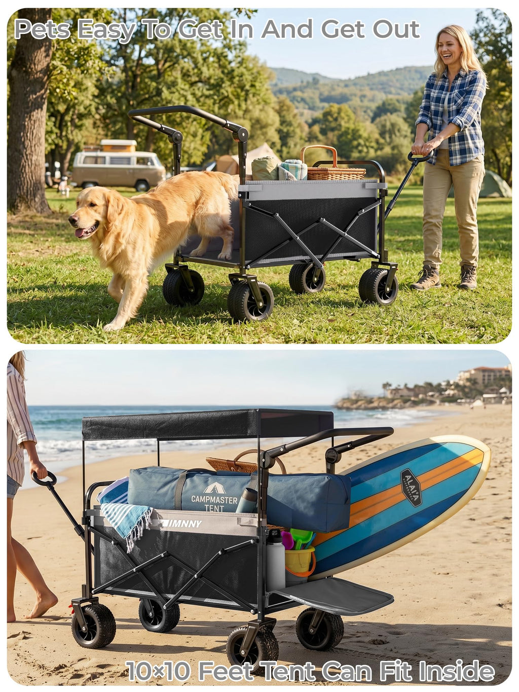 Collapsible Wagon with Canopy Black Q970