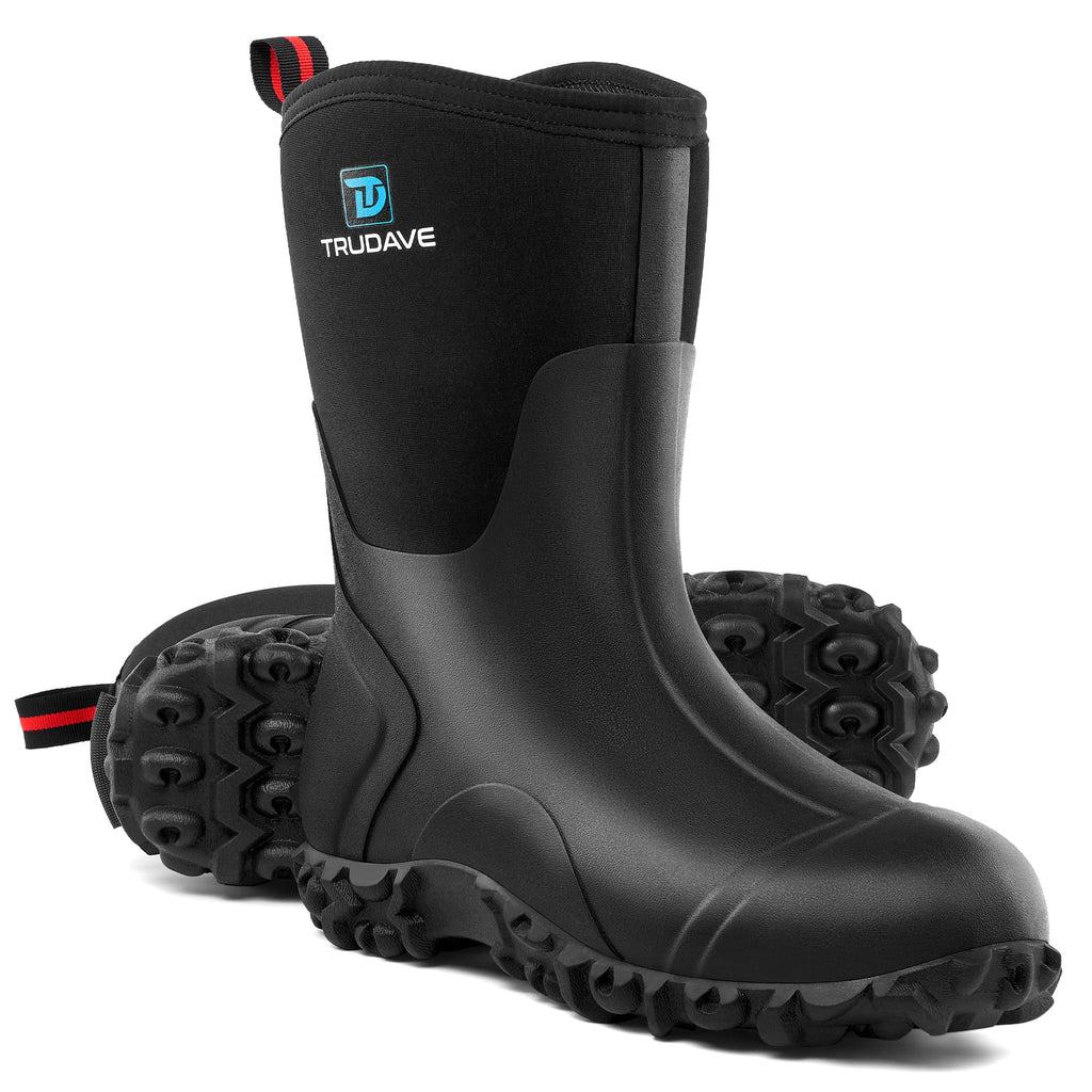 Rubber Boots with Steel Shank, 6mm Neoprene Mid Calf Rain Boots Z7327