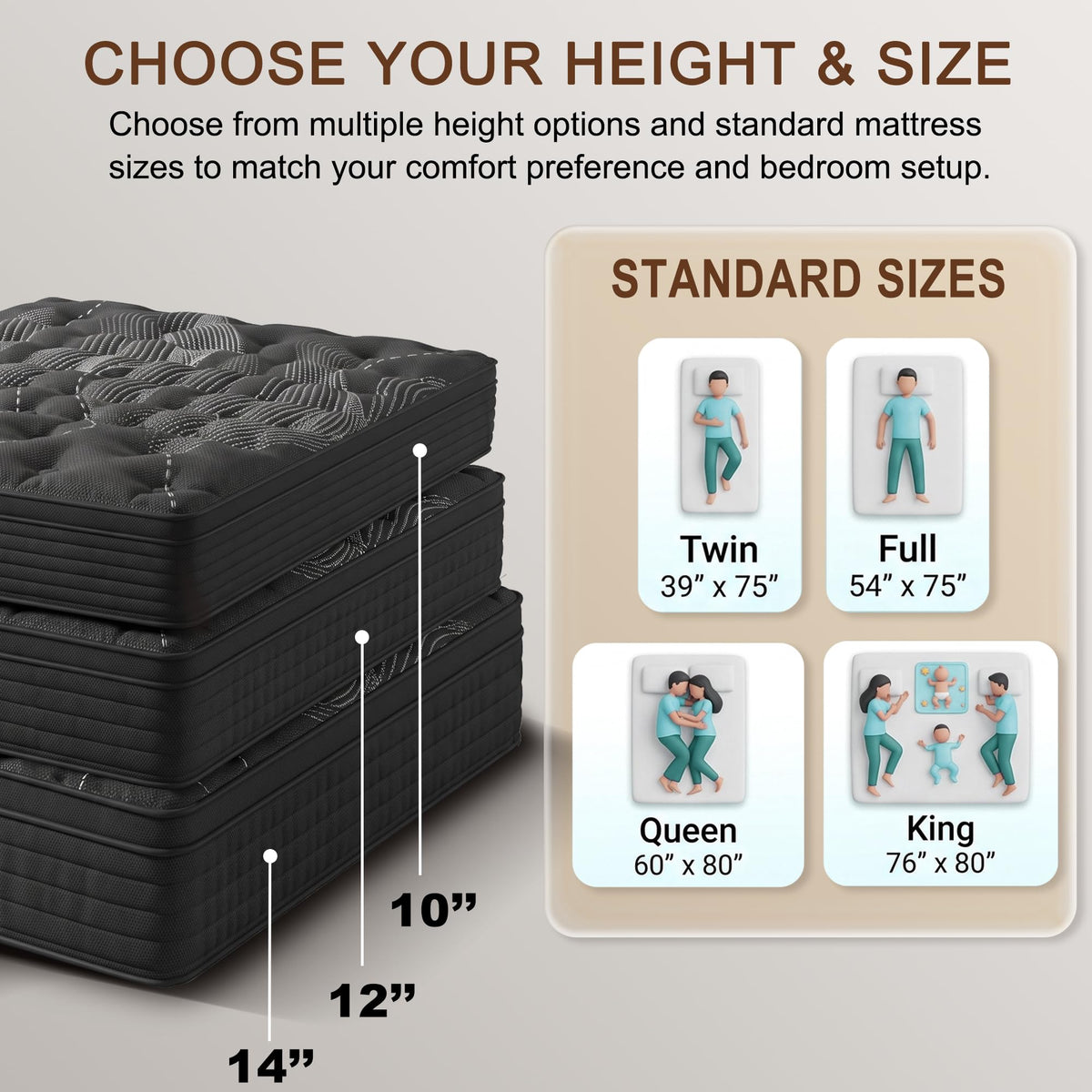 Full Size 12 Inch Hybrid Memory Foam Mattress K255