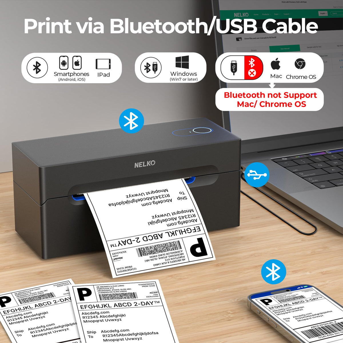 Bluetooth Thermal Shipping Label Printer U469